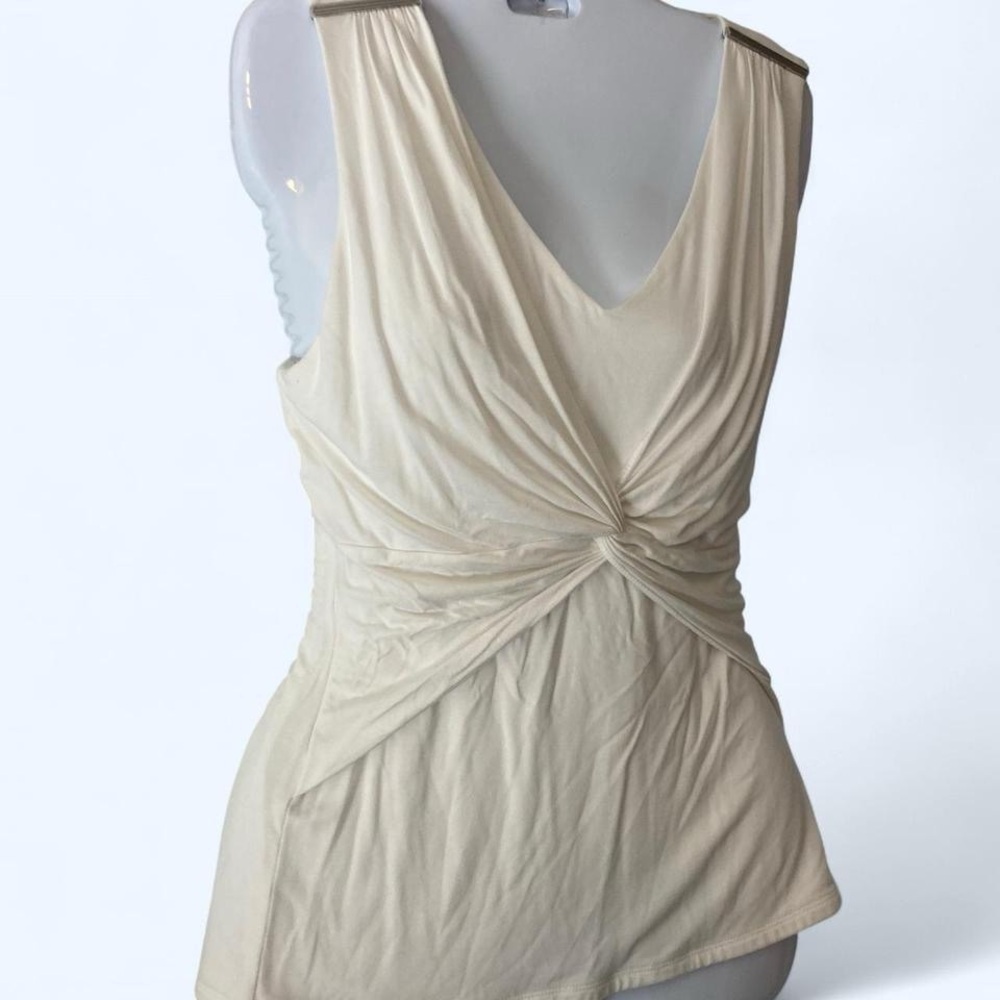 White House Black Market Ivory Sleeveless wrap front blouse s